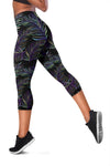 Tropical Palm Leaves Pattern Brightness Women Capris