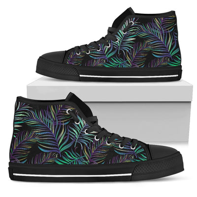 Tropical Palm Leaves Pattern Brightness Women High Top Canvas Shoes