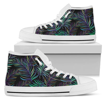 Tropical Palm Leaves Pattern Brightness Women High Top Canvas Shoes