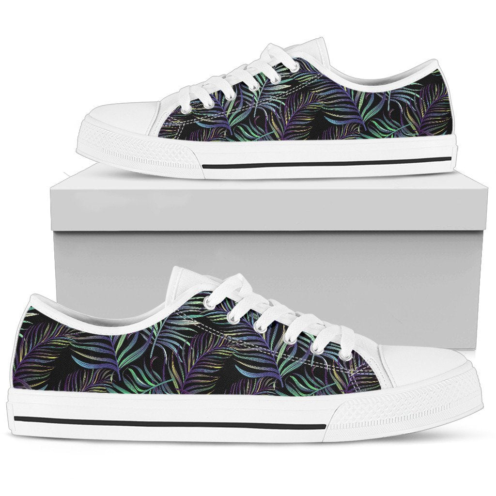 Tropical Palm Leaves Pattern Brightness Women Low Top Canvas Shoes