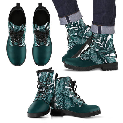 Tropical Palm Leaves Pattern Brightness Women & Men Leather Boots