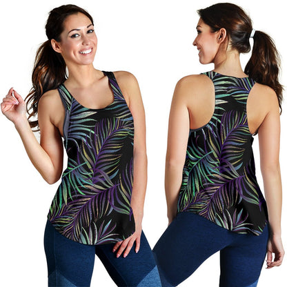 Tropical Palm Leaves Pattern Brightness Women Racerback Tank Top