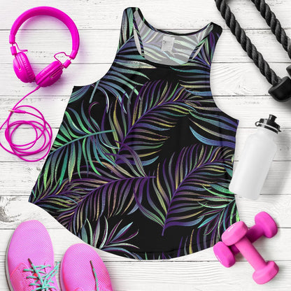 Tropical Palm Leaves Pattern Brightness Women Racerback Tank Top