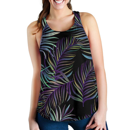 Tropical Palm Leaves Pattern Brightness Women Racerback Tank Top