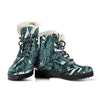 Tropical Palm Leaves Pattern Faux Fur Leather Boots