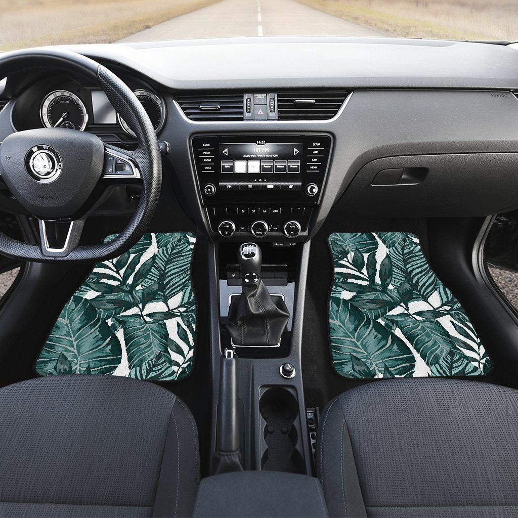 Tropical Palm Leaves Pattern Front and Back Car Floor Mats