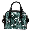 Tropical Palm Leaves Pattern Leather Shoulder Handbag
