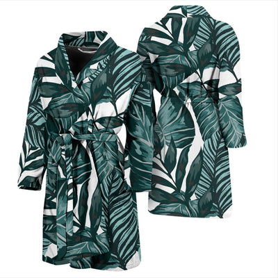 Tropical Palm Leaves Pattern Men Bath Robe