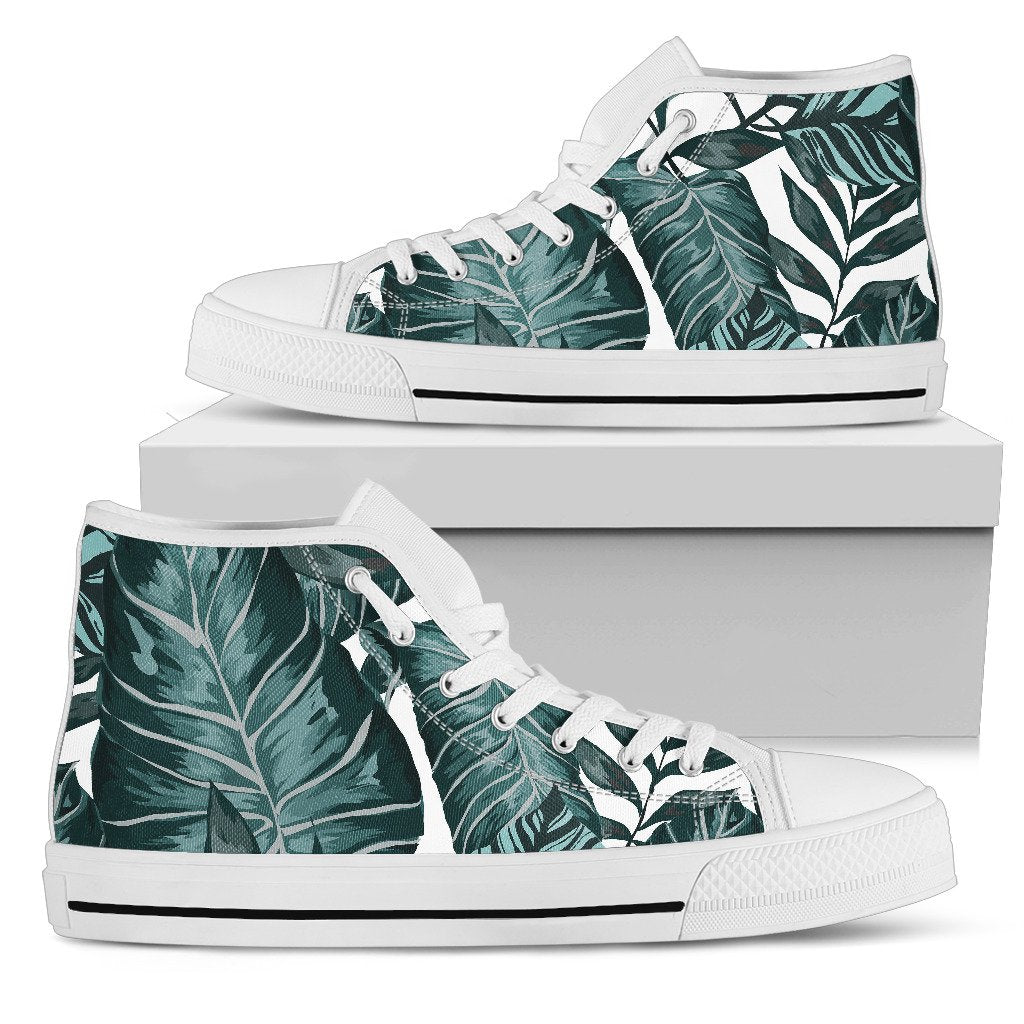 Tropical Palm Leaves Pattern Men High Top Shoes