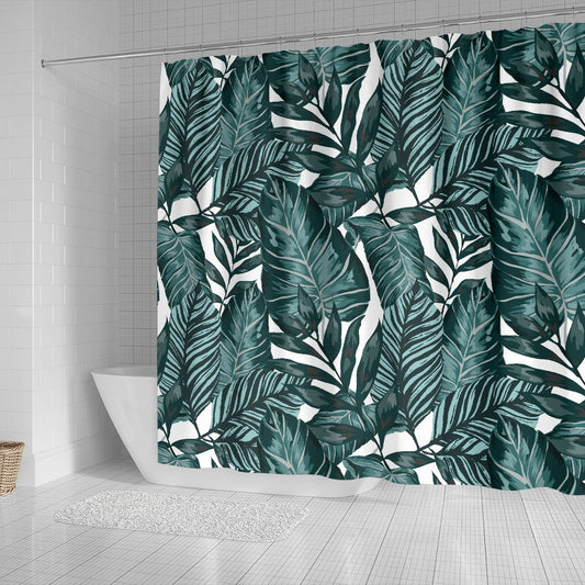 Tropical Palm Leaves Pattern Shower Curtain