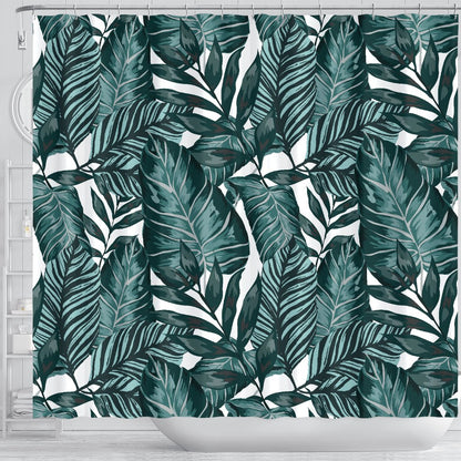 Tropical Palm Leaves Pattern Shower Curtain