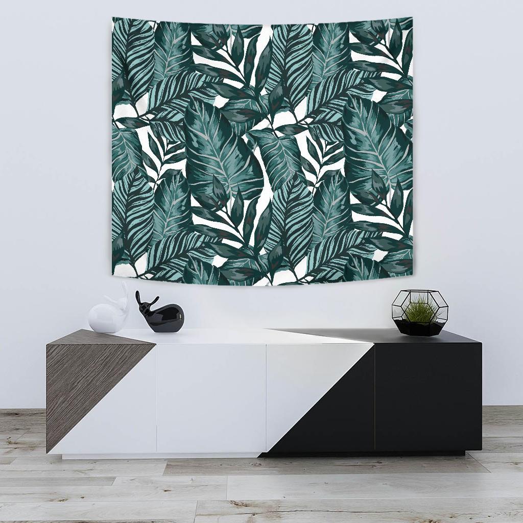 Tropical Palm Leaves Pattern Tapestry