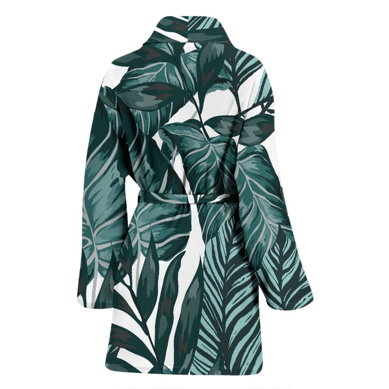 Tropical Palm Leaves Pattern Women Bath Robe