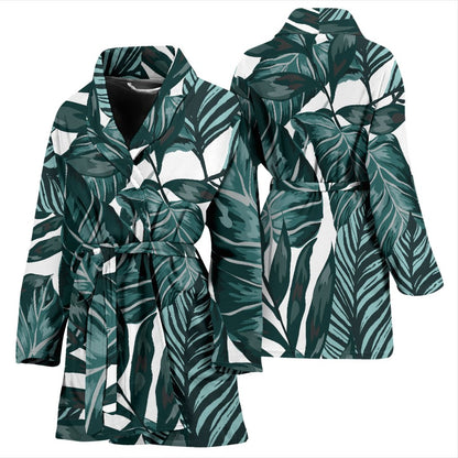 Tropical Palm Leaves Pattern Women Bath Robe