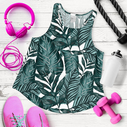 Tropical Palm Leaves Pattern Women Racerback Tank Top