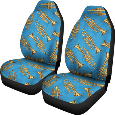 Trumpet Golden Pattern Themed Print Universal Fit Car Seat Covers-JorJune