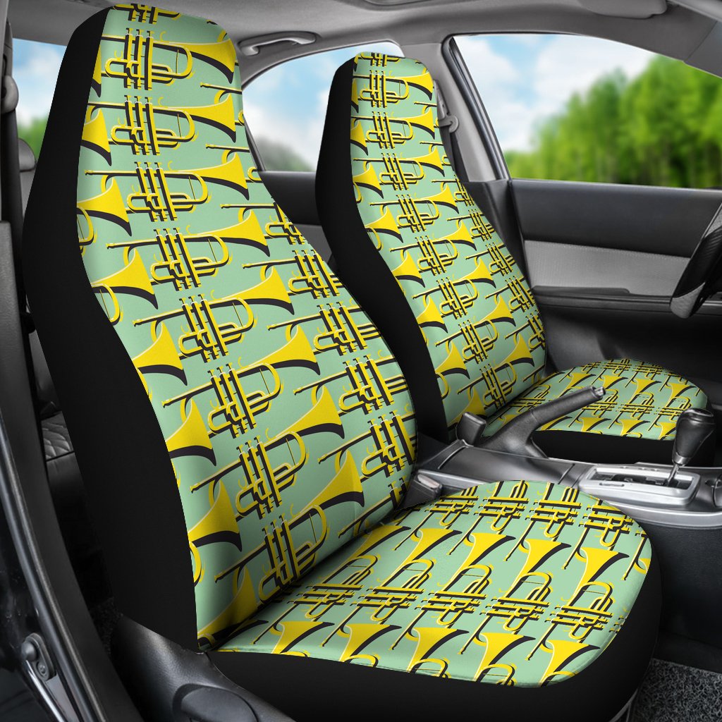 Trumpet Vintage Design Print Universal Fit Car Seat Covers-JorJune