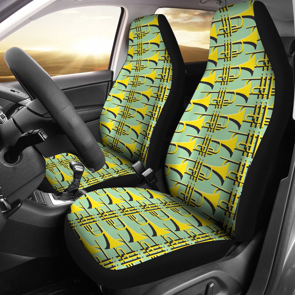 Trumpet Vintage Design Print Universal Fit Car Seat Covers-JorJune