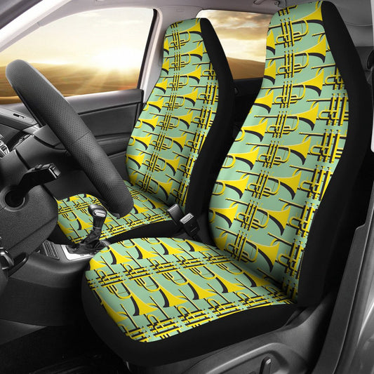 Trumpet Vintage Design Print Universal Fit Car Seat Covers-JorJune