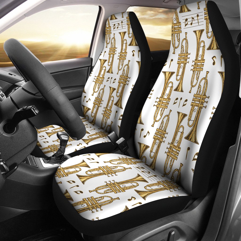 Trumpet With Music Note Print Universal Fit Car Seat Covers-JorJune