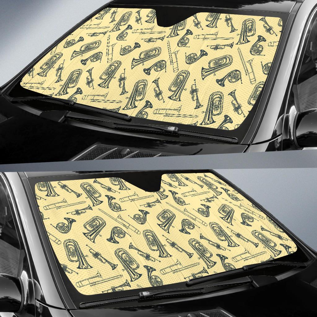 Tuba Pattern Print Design 01 Car Sun Shades-JORJUNE.COM