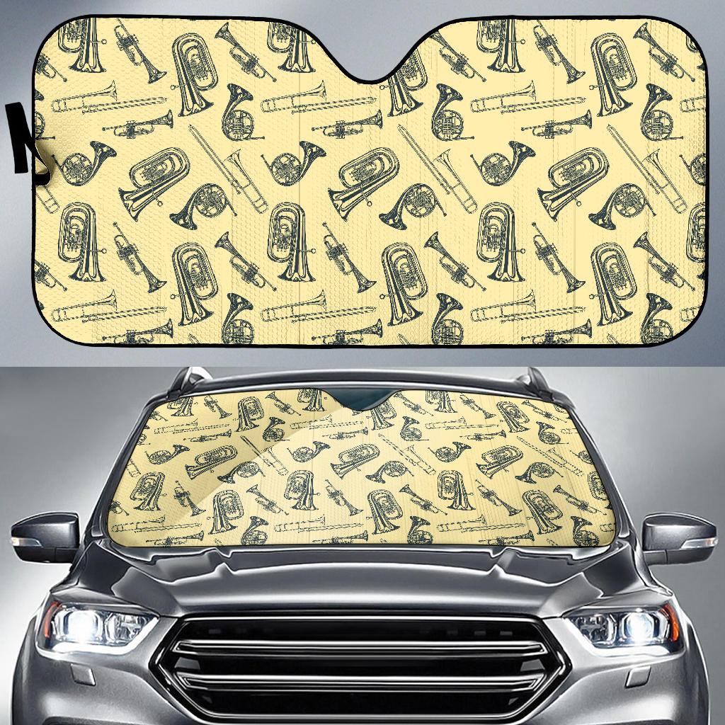 Tuba Pattern Print Design 01 Car Sun Shades-JORJUNE.COM