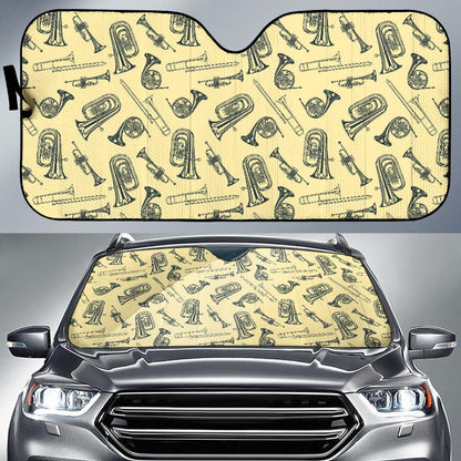 Tuba Pattern Print Design 01 Car Sun Shades-JORJUNE.COM