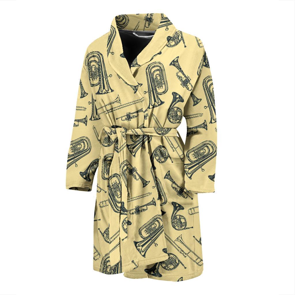 Tuba Pattern Print Design 01 Men Bathrobe-JORJUNE.COM