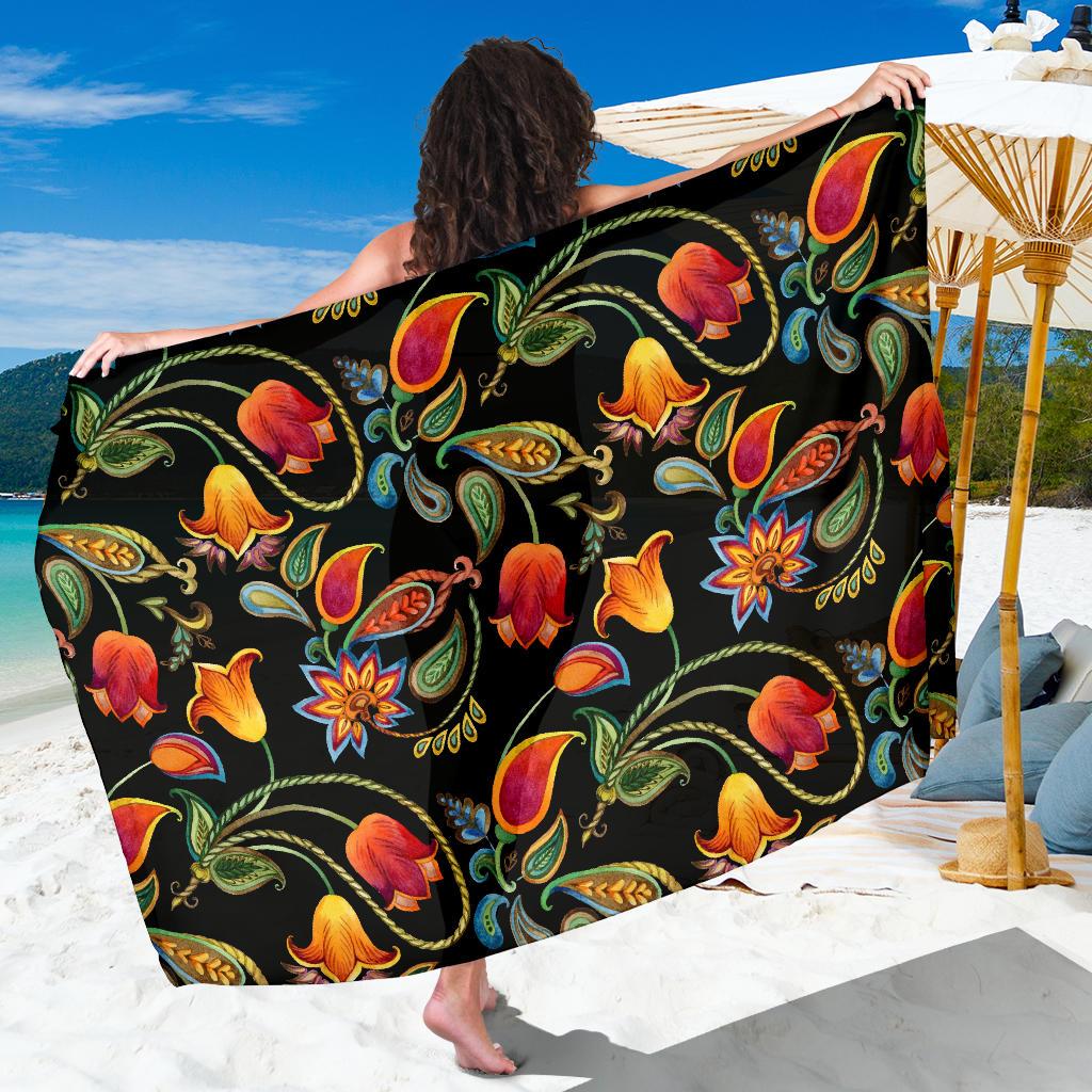 Tulip Boho Pattern Print Design TP09 Sarong Pareo Wrap-JORJUNE.COM