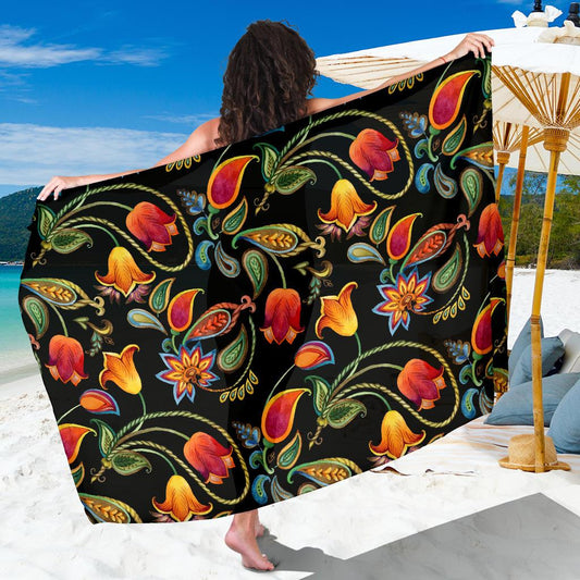 Tulip Boho Pattern Print Design TP09 Sarong Pareo Wrap-JORJUNE.COM