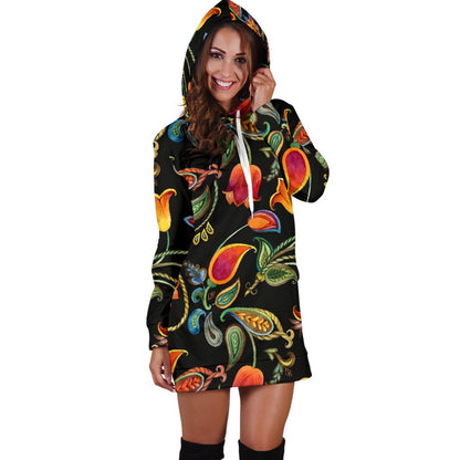 Tulip Boho Pattern Print Design TP09 Women Hoodie Dress