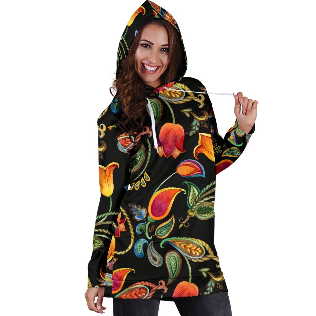 Tulip Boho Pattern Print Design TP09 Women Hoodie Dress