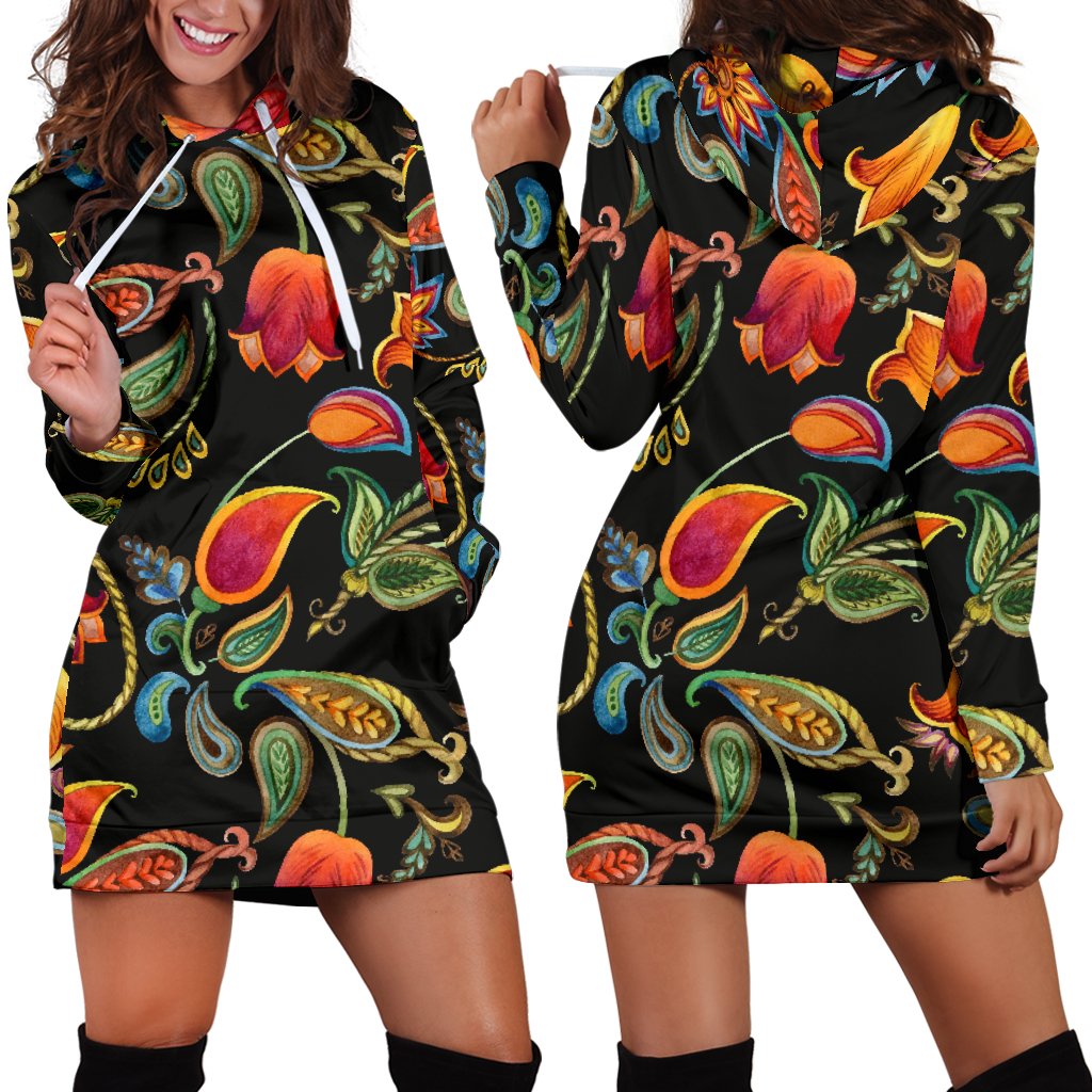 Tulip Boho Pattern Print Design TP09 Women Hoodie Dress