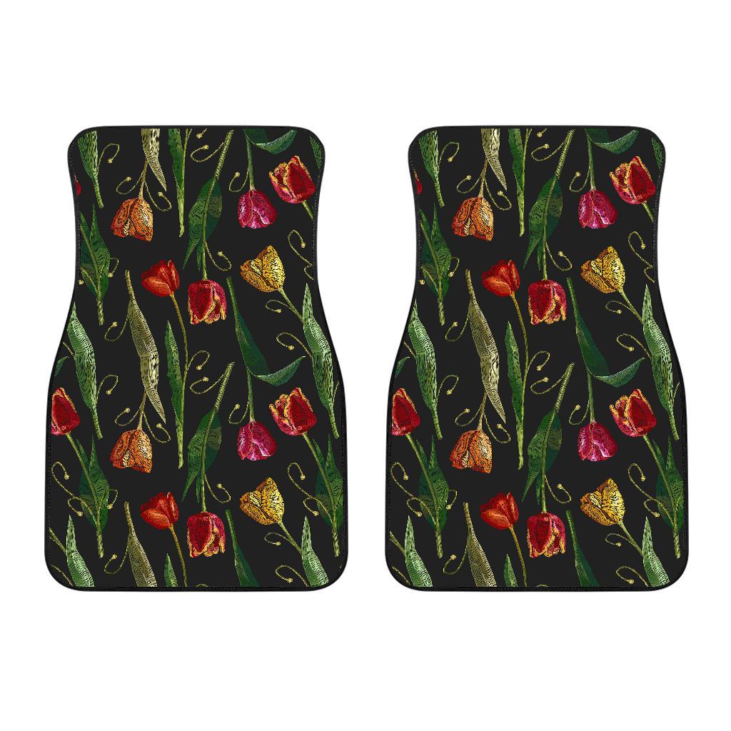 Tulip Embroidered Pattern Print Design TP01 Car Floor Mats-JORJUNE.COM