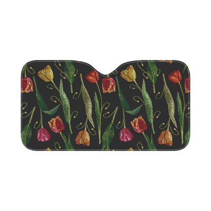 Tulip Embroidered Pattern Print Design TP01 Car Sun Shade-JorJune