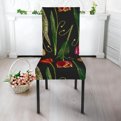 Tulip Embroidered Pattern Print Design TP01 Dining Chair Slipcover-JORJUNE.COM
