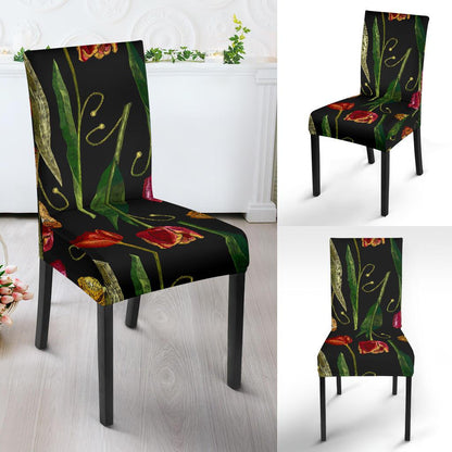 Tulip Embroidered Pattern Print Design TP01 Dining Chair Slipcover-JORJUNE.COM