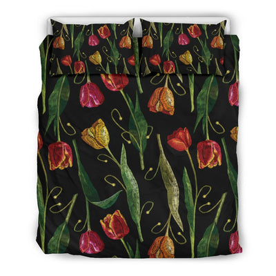 Tulip Embroidered Pattern Print Design TP01 Duvet Cover Bedding Set-JORJUNE.COM