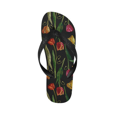 Tulip Embroidered Pattern Print Design TP01 Flip Flops-JorJune