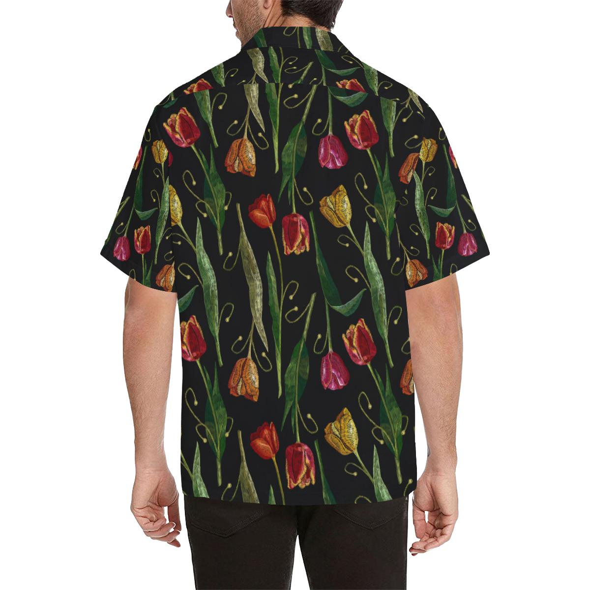 Tulip Embroidered Pattern Print Design TP01 Men Hawaiian Shirt-JorJune