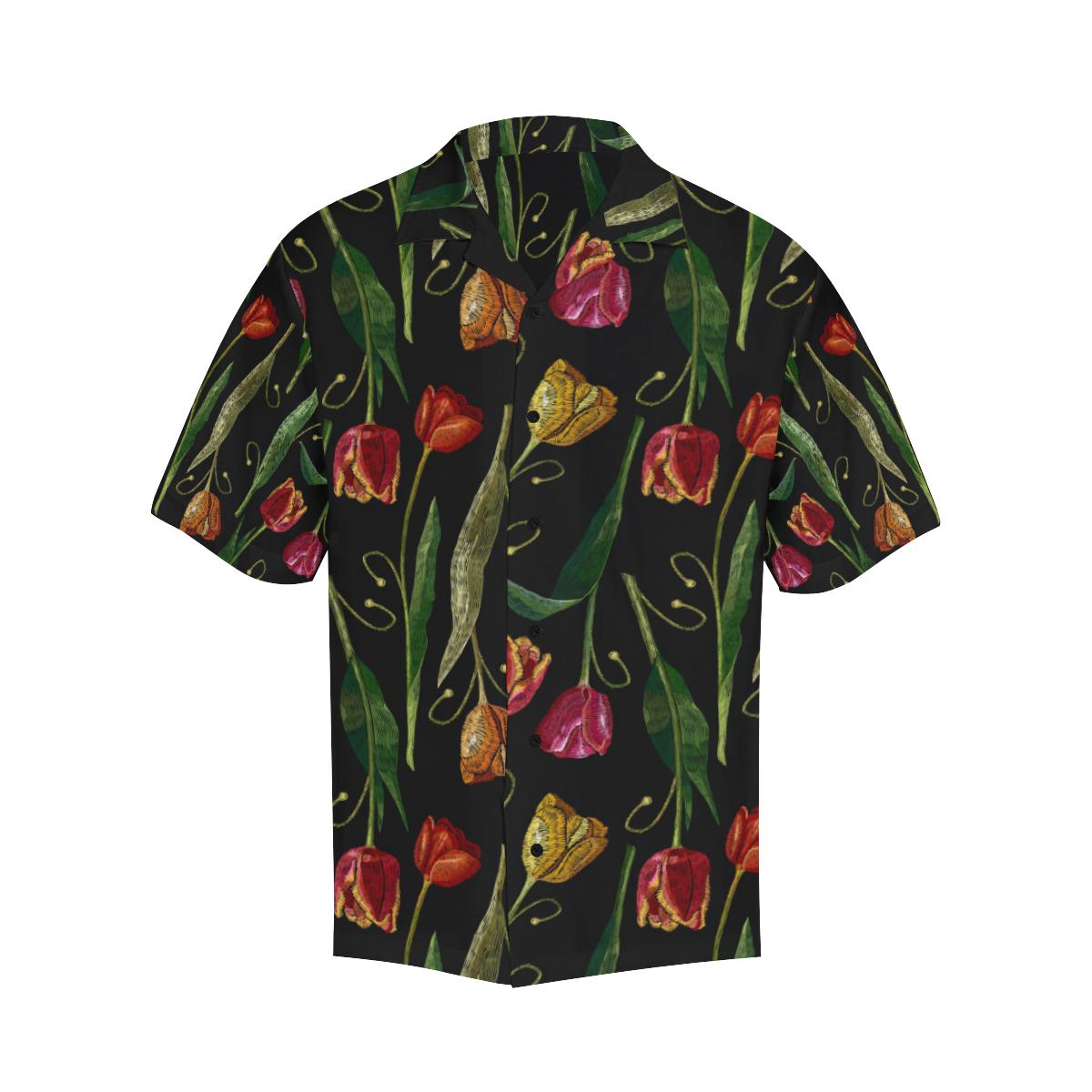 Tulip Embroidered Pattern Print Design TP01 Men Hawaiian Shirt-JorJune