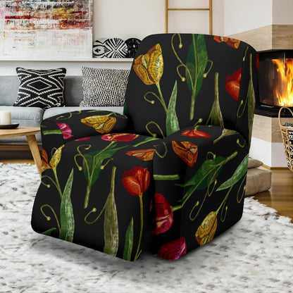 Tulip Embroidered Pattern Print Design TP01 Recliner Slipcover-JORJUNE.COM