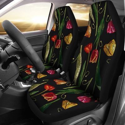 Tulip Embroidered Pattern Print Design TP01 Universal Fit Car Seat Covers-JorJune