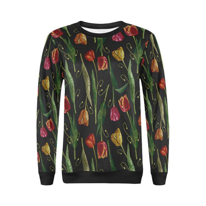 Tulip Embroidered Pattern Print Design TP01 Women Long Sleeve Sweatshirt-JorJune