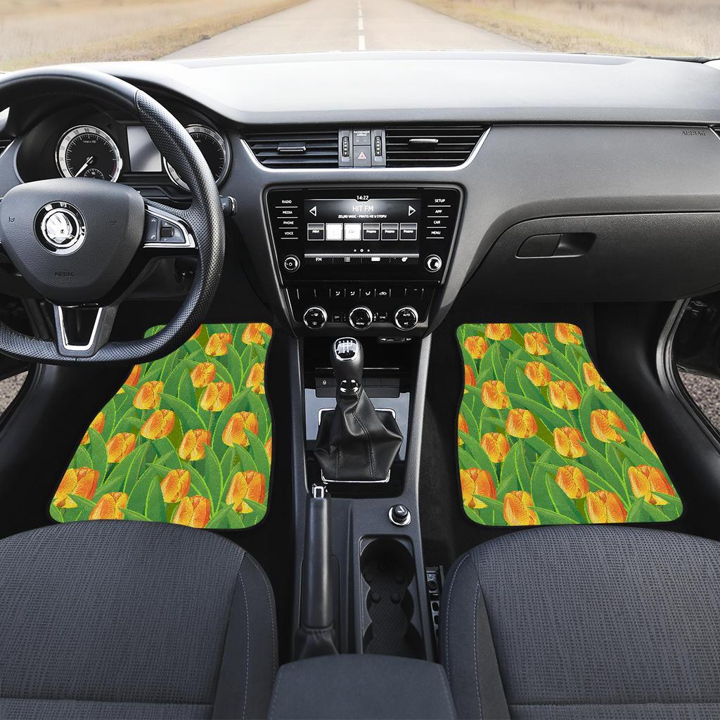 Tulip Orange Pattern Print Design TP07 Car Floor Mats-JORJUNE.COM