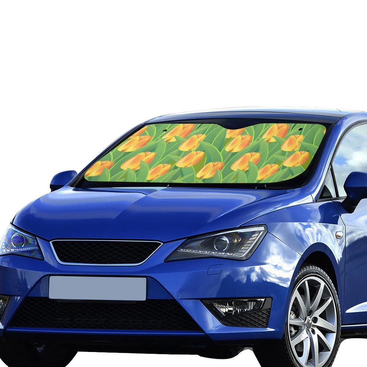 Tulip Orange Pattern Print Design TP07 Car Sun Shade-JorJune