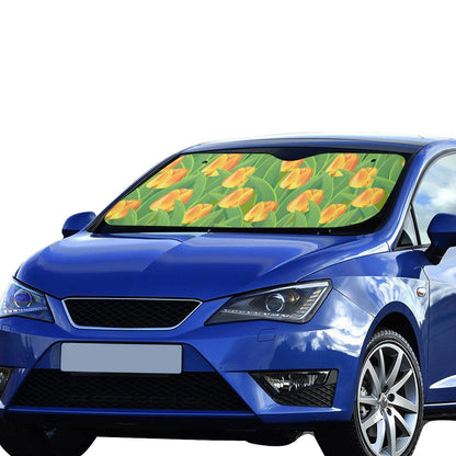 Tulip Orange Pattern Print Design TP07 Car Sun Shade-JorJune