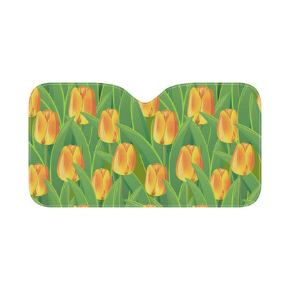 Tulip Orange Pattern Print Design TP07 Car Sun Shade-JorJune
