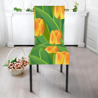 Tulip Orange Pattern Print Design TP07 Dining Chair Slipcover-JORJUNE.COM