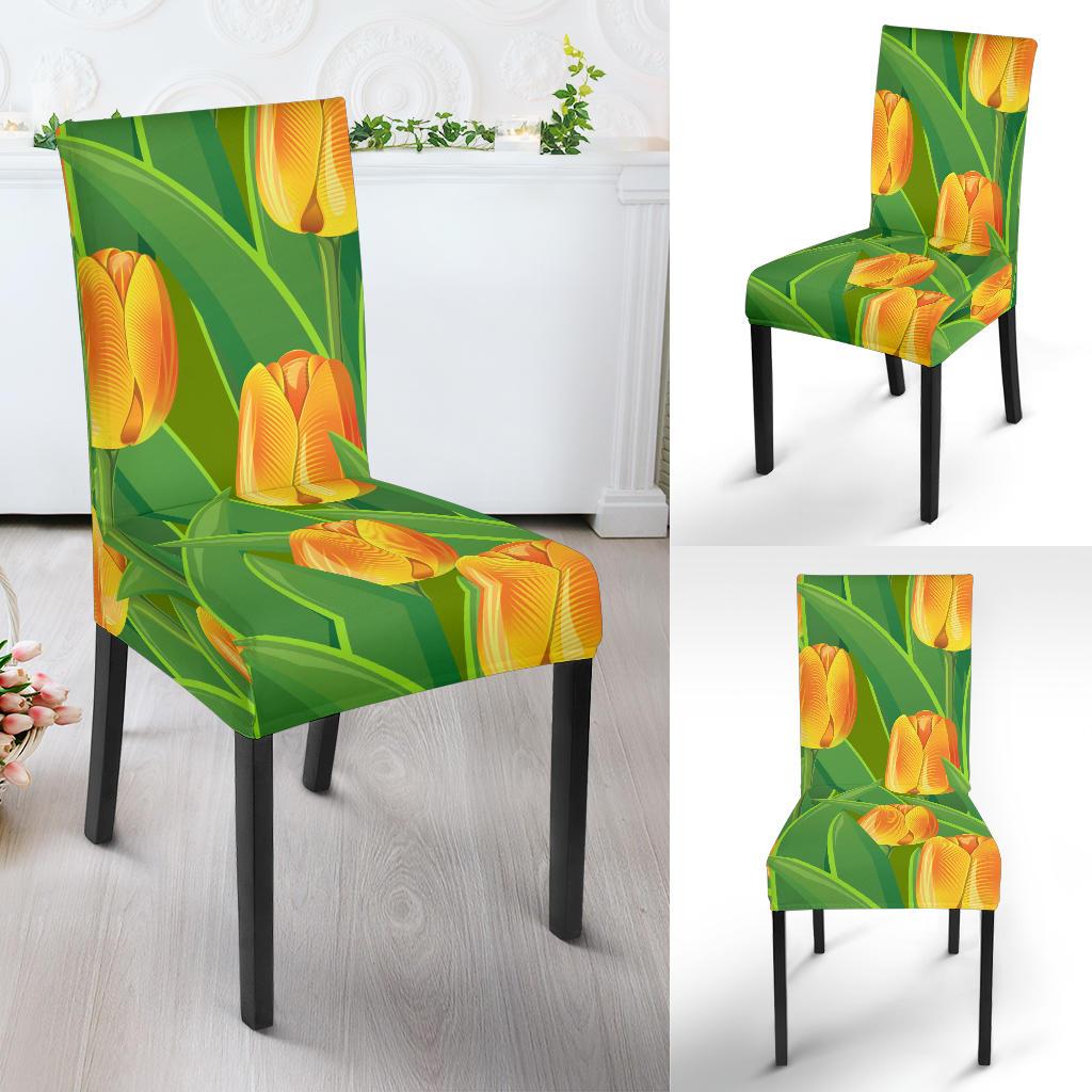 Tulip Orange Pattern Print Design TP07 Dining Chair Slipcover-JORJUNE.COM